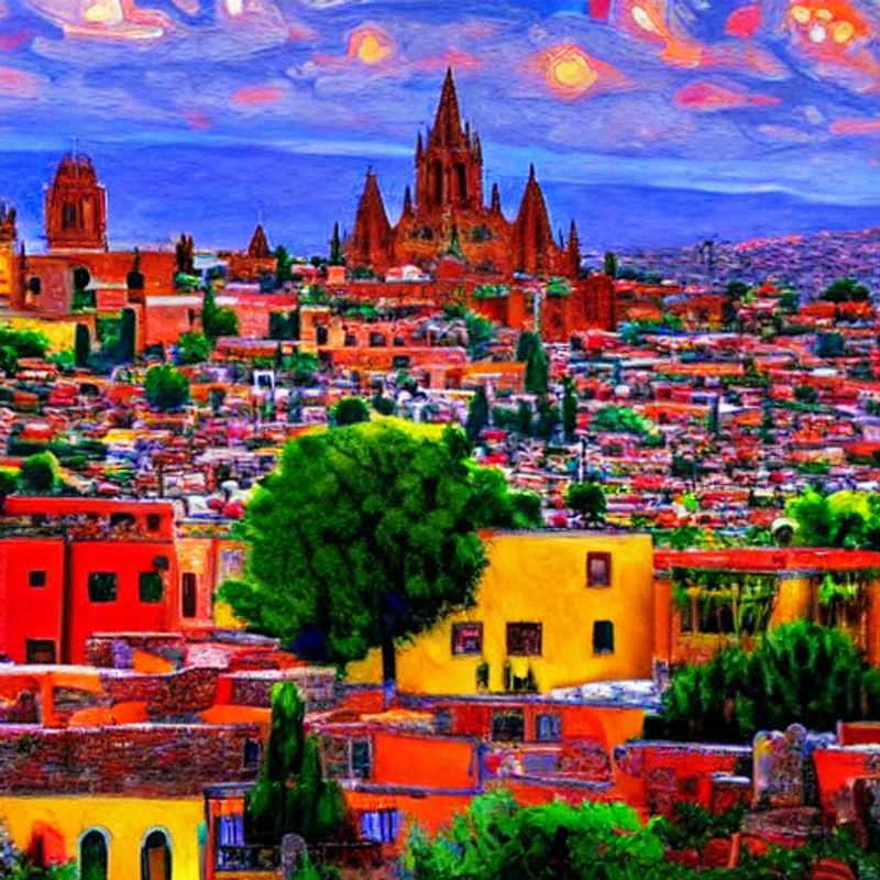 Sun-drenched terracotta rooftops and the iconic pink facade of the Parroquia de San Miguel Arcángel basking in the summer light, a glimpse into the luxurious charm and vibrant energy that awaits you in San Miguel de Allende, Mexico.