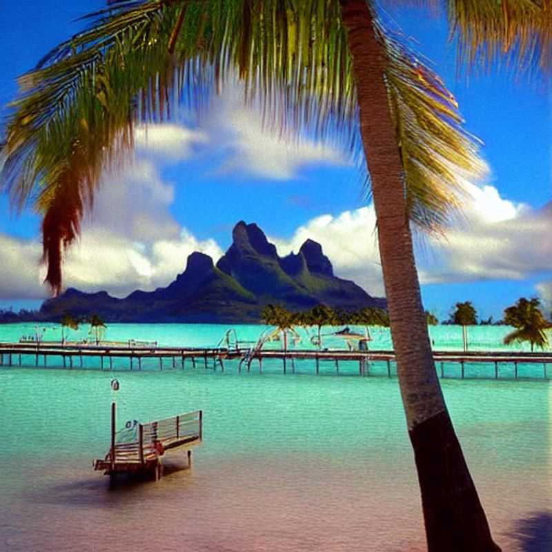 Lagon turquoise scintillant de Bora Bora, Polynésie française : l'incarnation même du luxe pour des vacances d'été inoubliables.