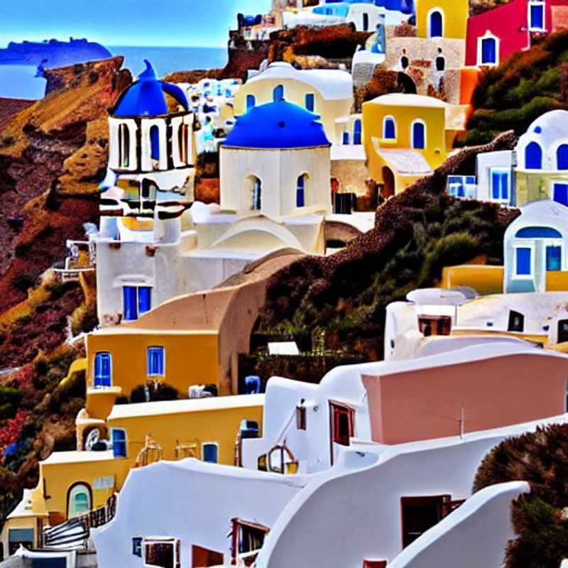 Deux couples profitant du coucher de soleil emblématique de Santorin, Grèce lors de leurs vacances d'été luxueuses.