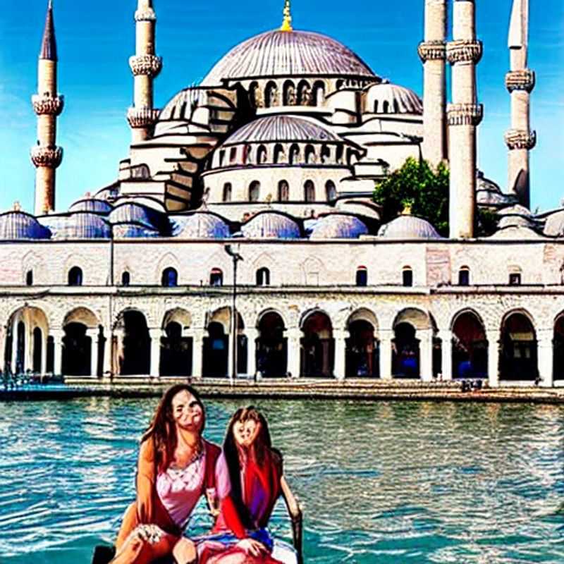 Deux couples profitant du luxe estival d'Istanbul, en Turquie, un havre de chaleur et de raffinement où l'histoire rencontre la modernité dans une symphonie enchanteresse.
