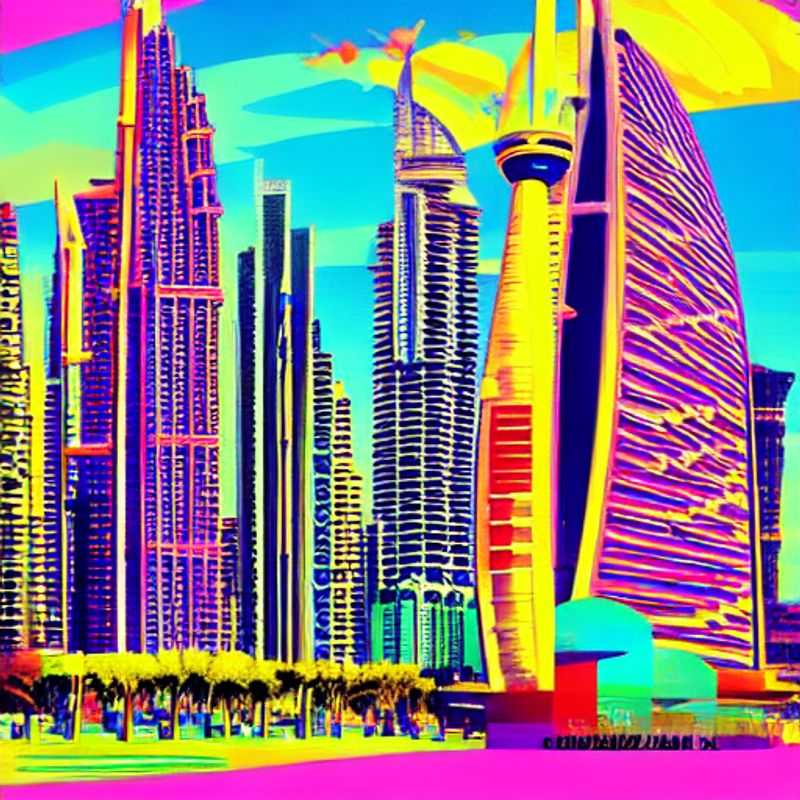 Une vue imprenable sur l'horizon scintillant de Dubaï, Émirats Arabes Unis, capturant l'opulence et le faste d'une destination de vacances estivales de luxe par excellence.