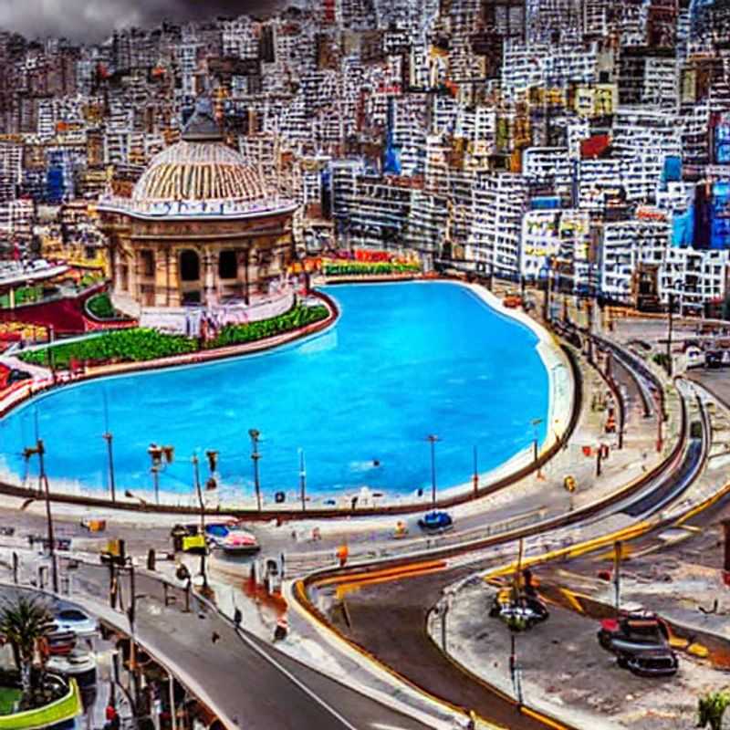 Quatre amis apprécient la vue spectaculaire sur la ville ensoleillée de Lima, Pérou, lors de leurs vacances d'été luxueuses.