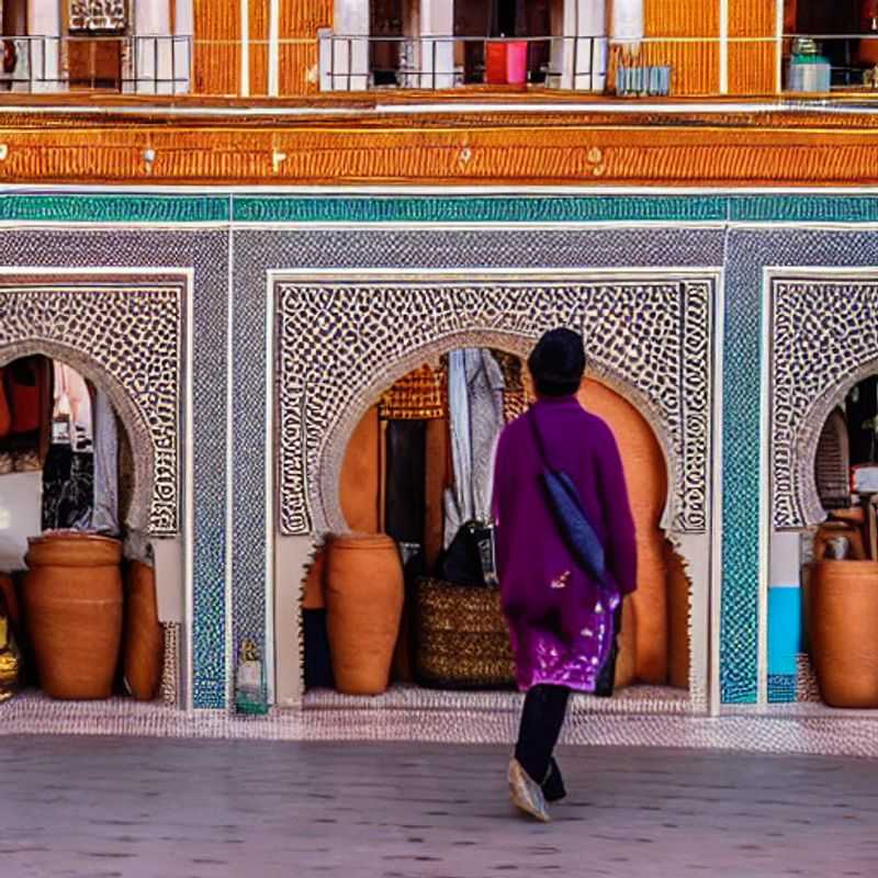 French: L'opulence de Marrakech capturée : une oasis de luxe baignée par le soleil d'été, un aperçu de vacances inoubliables au Maroc.