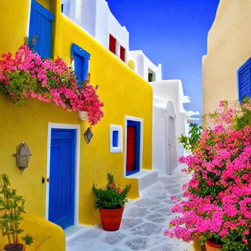 Un couple de luxe savourant le coucher de soleil pittoresque à Santorin, Grèce, une destination idéale pour des vacances estivales luxueuses.