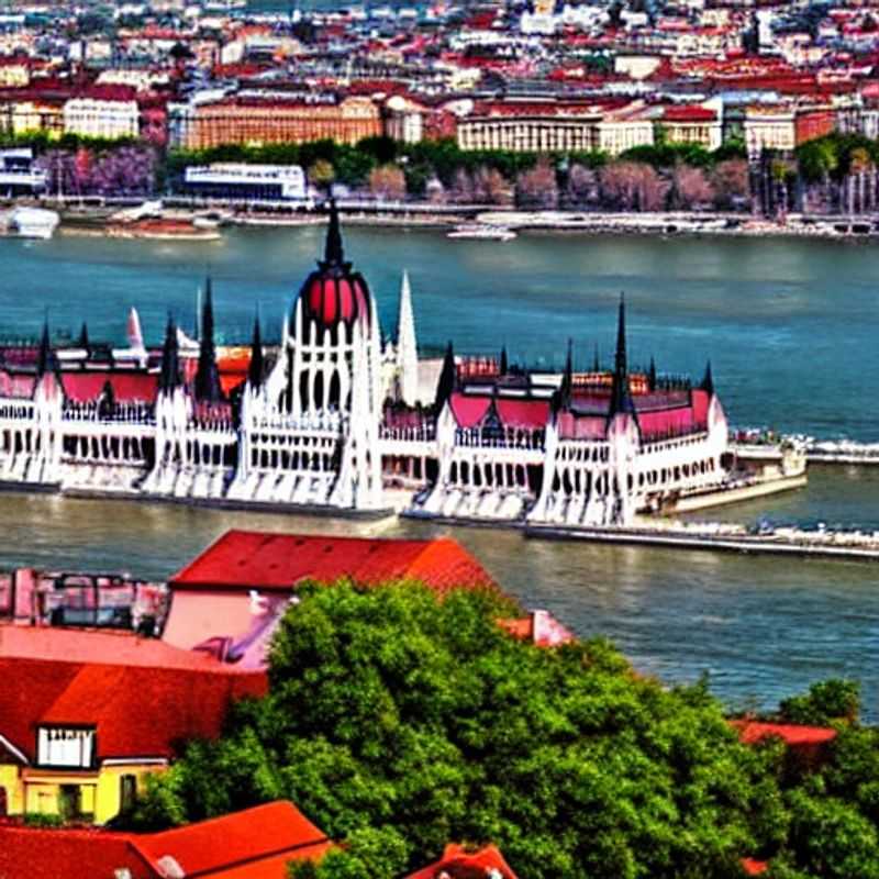 Deux couples appréciant le panorama de Budapest, en Hongrie, une destination idéale pour des vacances estivales luxueuses.