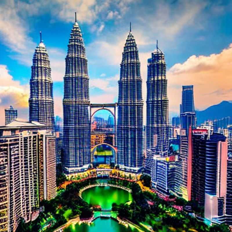 Couple savouring the vibrant luxury and tropical charm of Kuala Lumpur, Malaysia, amidst the city's iconic skyline - a perfect setting for a luxurious summer getaway.