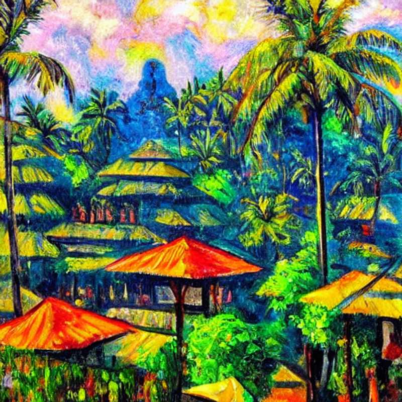 Deux couples profitant de la magnifique vue sur les rizières en terrasses de Ubud, Indonésie, lors de leurs vacances estivales luxueuses.