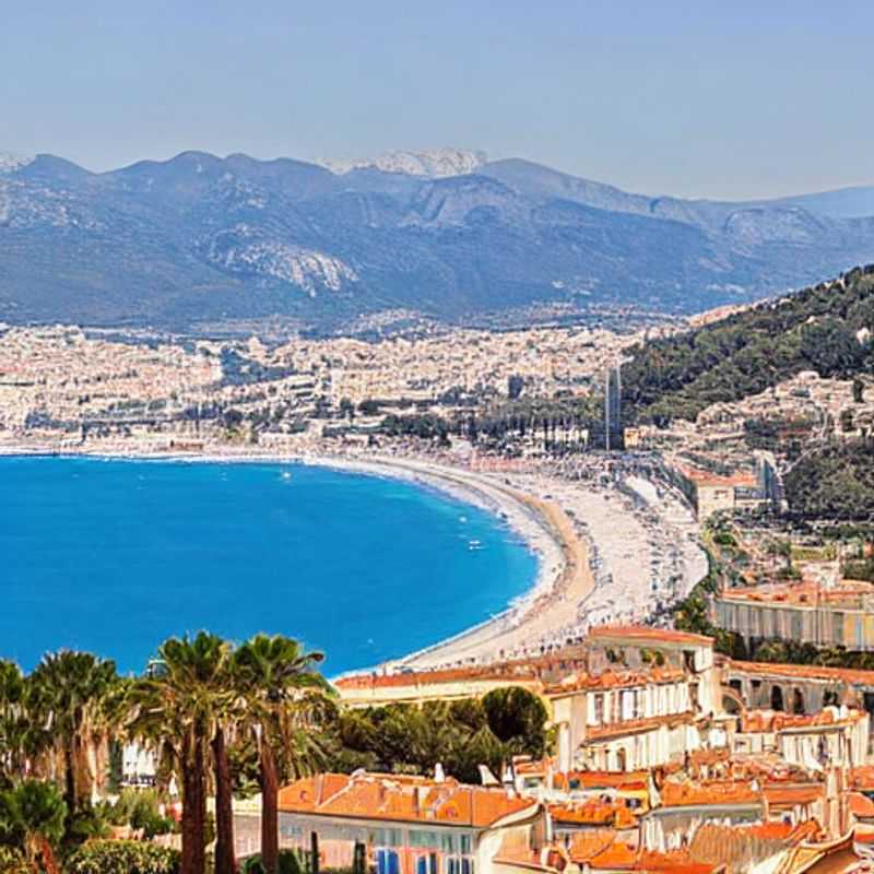Vue azur de Nice, France, capturant l'élégance et le luxe d'un séjour estival idyllique sur la Côte d'Azur, parfait pour une escapade luxueuse sous le soleil. (Azure view of Nice, France, capturing the elegance and luxury of an idyllic summer stay on the French Riviera, perfect for a luxurious getaway in the sun.)