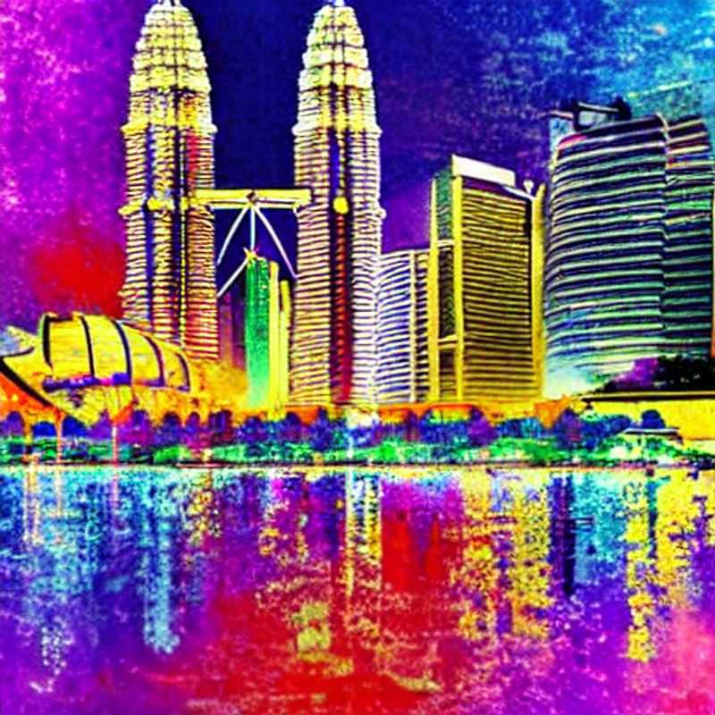 Couple profitant d'une vue imprenable sur les tours Petronas illuminées, symboles de l'opulence et du luxe à Kuala Lumpur, en Malaisie, lors de leurs vacances d'été.