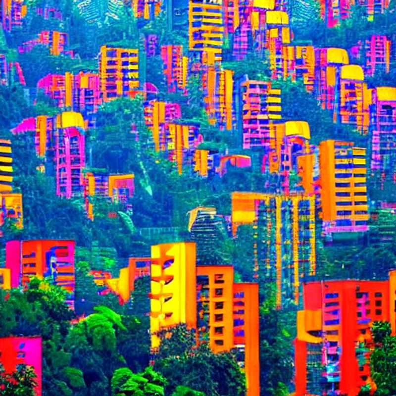 Deux chaises longues luxueuses surplombant les vues verdoyantes et vibrantes de Medellín, en Colombie, promettant une escapade estivale idyllique et luxueuse.