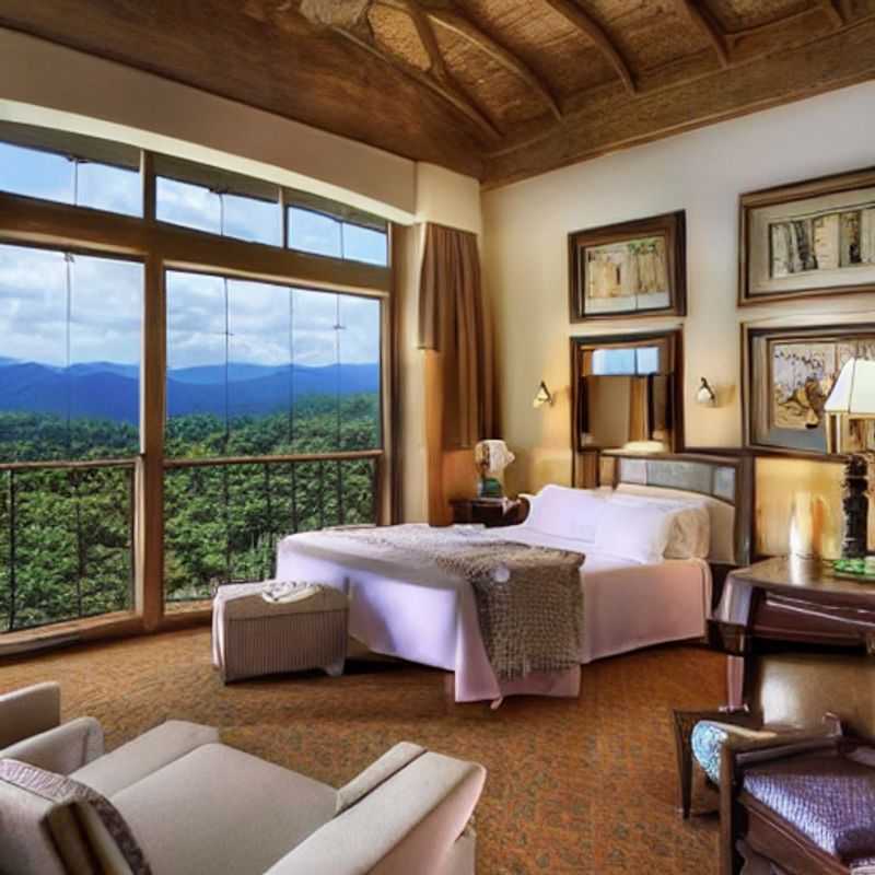 Quatre amis profitant du luxe estival d'Asheville, USA, une escapade idéale pour les vacances d'été haut de gamme.