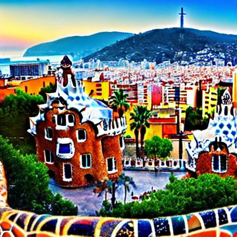 Le luxe à la Barcelonnaise : Admirez l'architecture flamboyante de Gaudí sous le soleil estival, un avant-goût des vacances de luxe qui vous attendent à Barcelone. (Luxury, Barcelona Style: Admire Gaudí's flamboyant architecture under the summer sun, a taste of the luxury holiday that awaits you in Barcelona.)