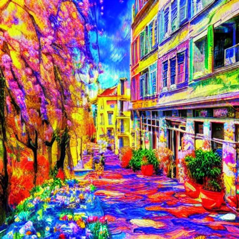 Valparaiso au printemps : maisons colorées accrochées à flanc de colline, sous un ciel bleu azur.