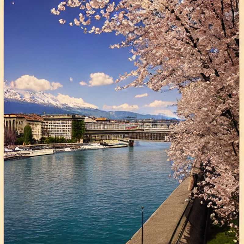 Genève au printemps : une image idyllique du lac Léman et des montagnes environnantes, parfaite pour un séjour de printemps.
