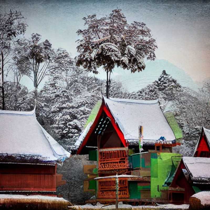 Pai, Thaïlande, paysage verdoyant et paisible au printemps.