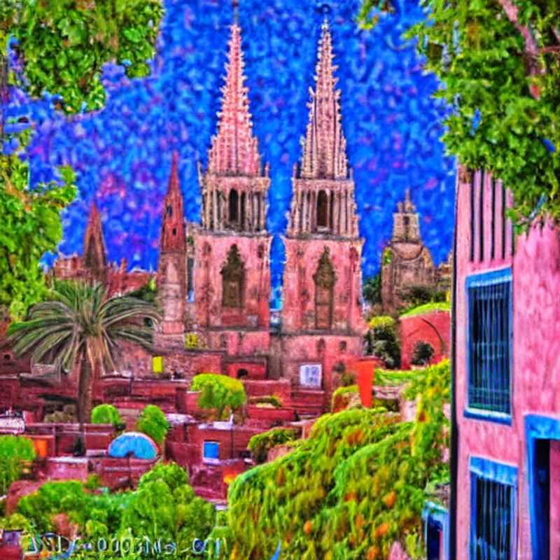 San Miguel de Allende, Mexique, baignée de soleil printanier.
