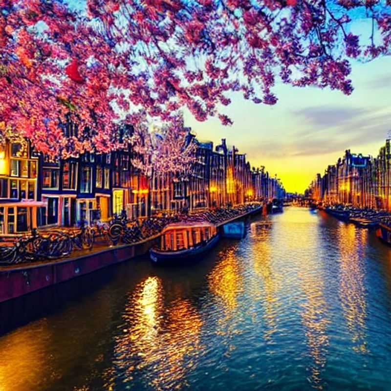 Amsterdam au printemps : Canaux fleuris et maisons colorées.