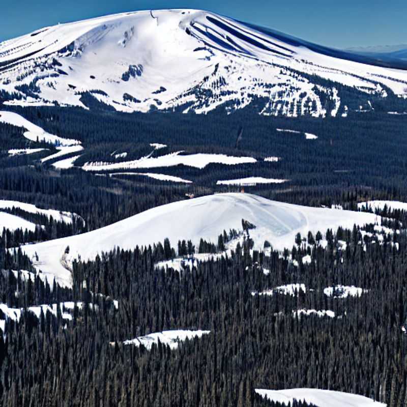 Esquíadores y snowboarders disfrutando de un día soleado en Mt. Bachelor durante las vacaciones de primavera.