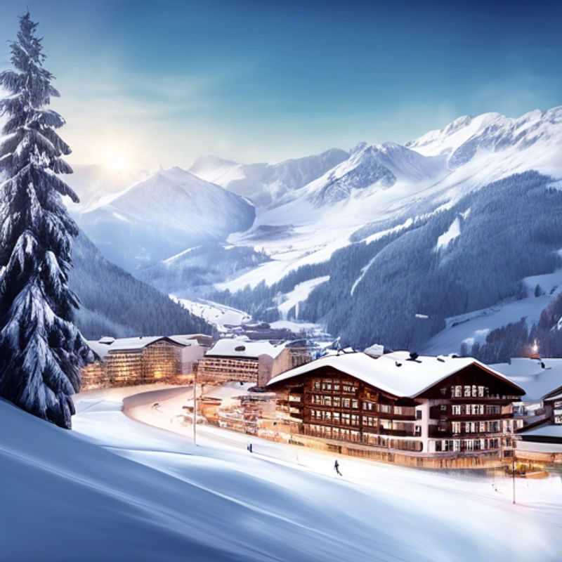 Six amis profitant d'une journée ensoleillée sur les pistes de ski de Davos Klosters, en Suisse, pendant leurs vacances de trois semaines, avec un paysage alpin spectaculaire en toile de fond.