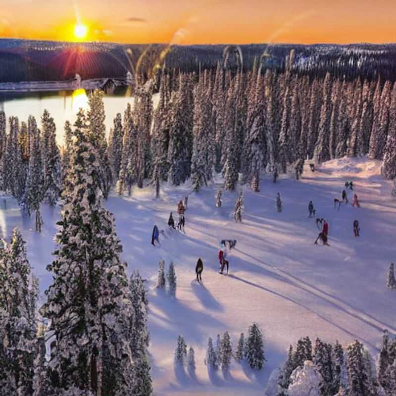 Levi, Finlande, au printemps : des paysages enneigés et un soleil printanier.