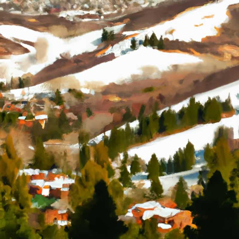 A couple gliding effortlessly down the pristine slopes of Deer Valley Resort, enveloped in the breathtaking winter wonderland of the Wasatch Mountains during their 2-week ski vacation.