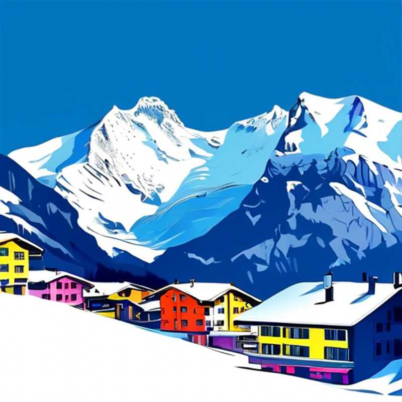 Quatro amigos se divertindo nas encostas nevadas de Grindelwald, Suíça, durante suas férias de esqui de 5 dias, explorando a cultura e a beleza alpina da região.