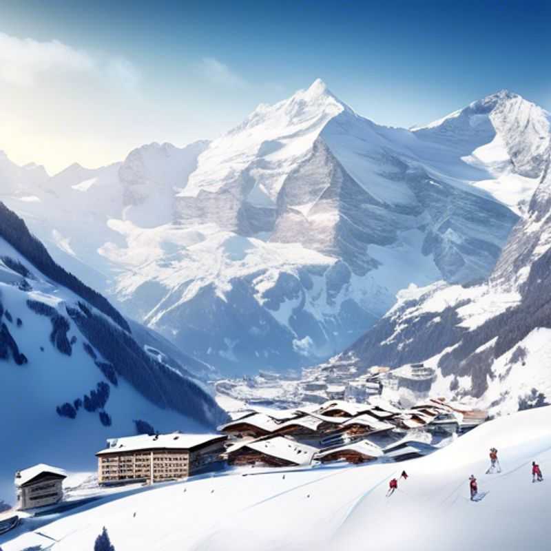 A joyful family with children skiing down the pristine slopes of the Jungfrau Region, Switzerland, surrounded by breathtaking snow-capped peaks during their thrilling 4-day last-minute winter vacation.