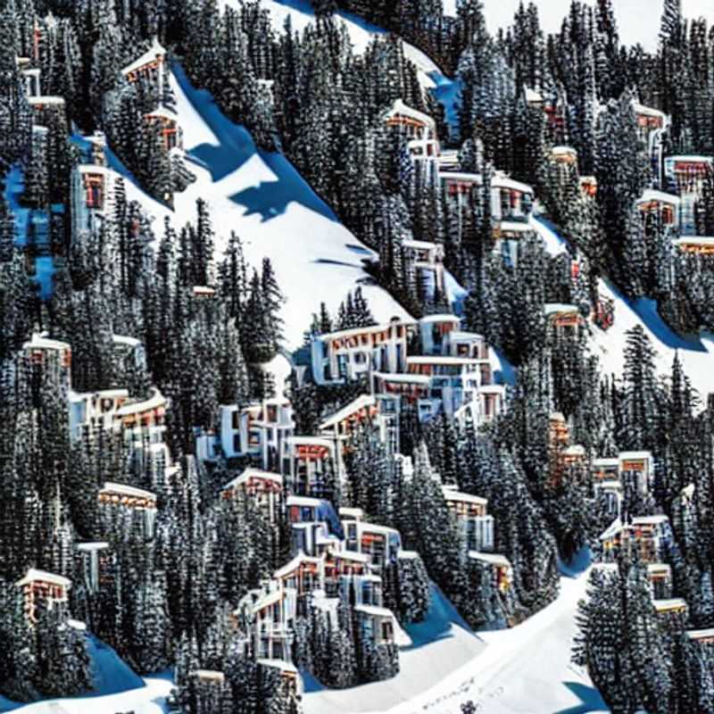 Les Arcs, France, ensoleillée au printemps : pistes de ski verdoyantes et paysages alpins.