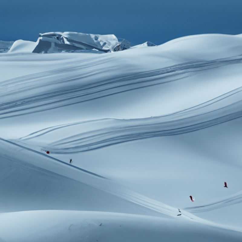 Six skiers exhilarated amidst the pristine slopes of La Plagne, France, carving their paths through the powdery paradise on their 5-day ski adventure during the height of the ski season.