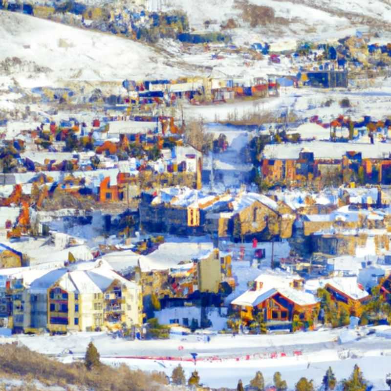 A lone skier glides down the pristine slopes of Park City Mountain Resort, USA, surrounded by breathtaking snow-capped peaks, on a thrilling 24-hour ski adventure.