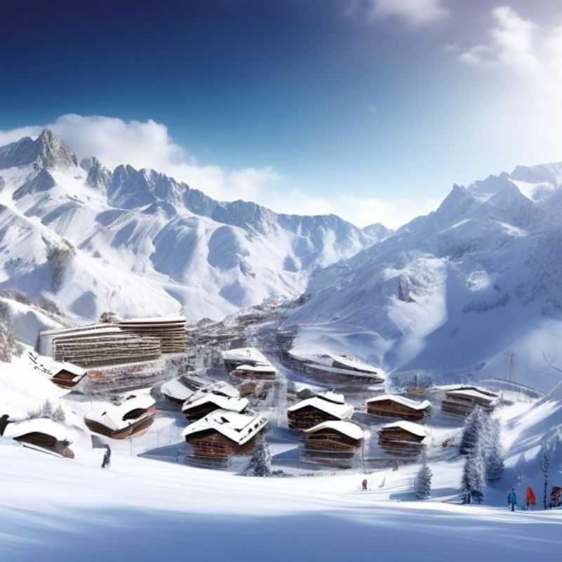 A lively group of six friends reveling in the winter wonderland of Courchevel, France, as they embark on their thrilling three-week skiing vacation during peak ski season.