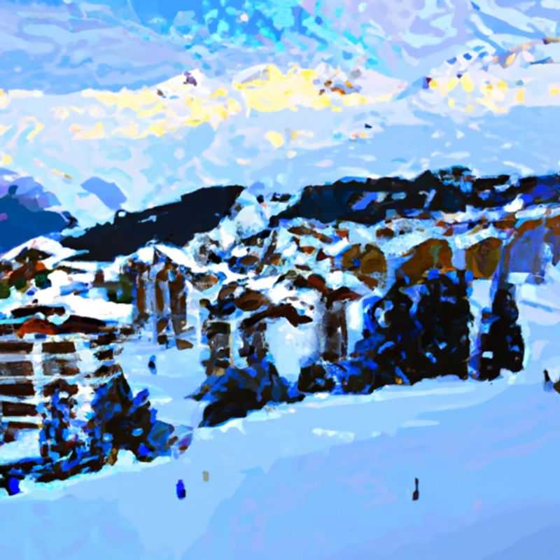 Four skiers glide down the pristine slopes of La Plagne, France, surrounded by majestic snow-capped peaks and vibrant blue skies, embarking on an exhilarating 4-day ski adventure.
