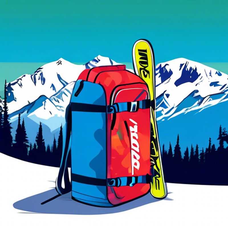 Close-up shot of a sleek and practical ski and boot bag, ready for a thrilling adventure on the slopes.