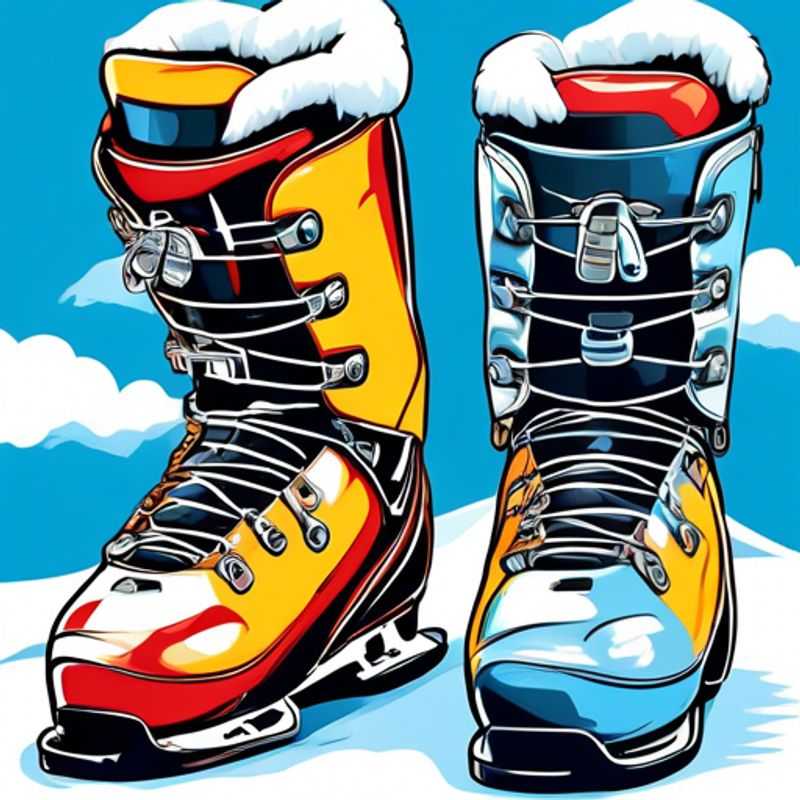 A close-up shot of a pair of brand new ski boots, showcasing the intricate details and high-performance design crucial for a comfortable and enjoyable ski experience.