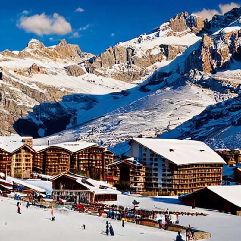 Here are a few options for alt text in Portuguese for an image of Tignes, France during spring break, each with a slightly different emphasis: