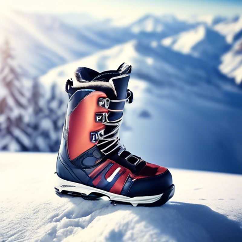 Close-up of a pair of brand new snowboard boots, showcasing the sleek design and high-performance features that make them perfect for hitting the slopes.