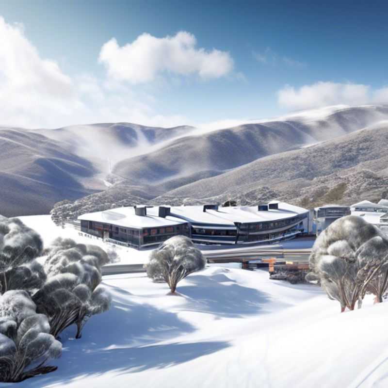 A joyful family with children skiing down the picturesque slopes of Thredbo, Australia, surrounded by stunning snow-covered mountains, capturing the thrill of their 4-day ski vacation during the vibrant ski season.