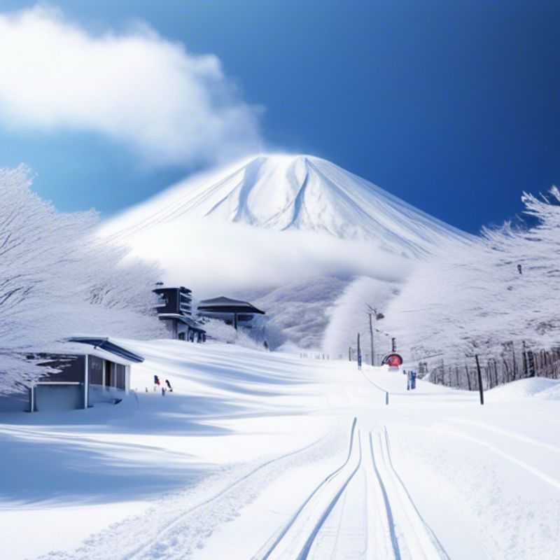 Four friends reveling in the breathtaking snowy landscapes of Niseko United, Japan, as they enjoy an unforgettable skiing vacation during the peak ski season.