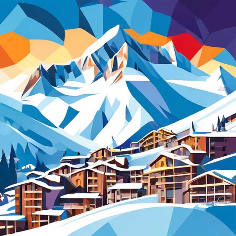 Familia disfrutando de unas vacaciones de esquí en Les Deux Alpes, Francia, con niños felices en la nieve, durante su estancia de 5 días en la temporada de esquí.
