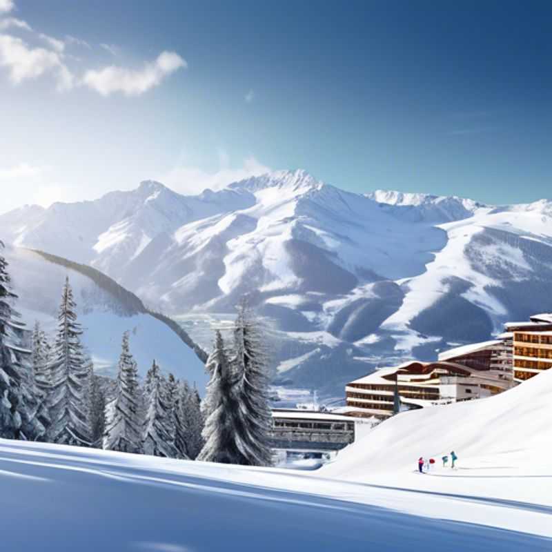 Four friends reveling in the stunning alpine scenery of Lenzerheide, Switzerland, as they embark on an unforgettable skiing vacation during the peak ski season, surrounded by snow-covered peaks and a vibrant winter atmosphere.