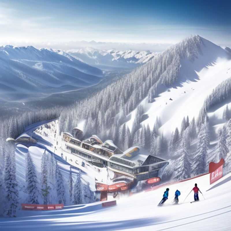 Una pareja disfrutando de un día de esquí en Crystal Mountain, EE. UU., rodeados de paisajes nevados y montañas majestuosas, durante su escapada romántica de 24 horas en la temporada de esquí.