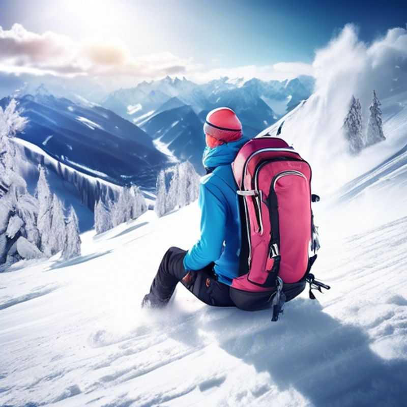 A close-up shot of a sleek, modern ski backpack, showcasing its spacious compartments, hydration pack compatibility, and ergonomic design.
