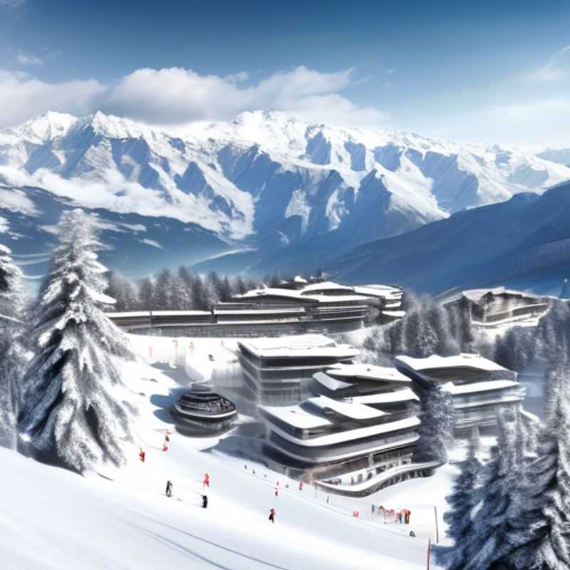 Viajero solitario disfrutando de la impresionante vista de las montañas nevadas de Crans-Montana, Suiza, durante sus vacaciones de esquí de 2 semanas en la temporada invernal, rodeado de lujo y aventura.