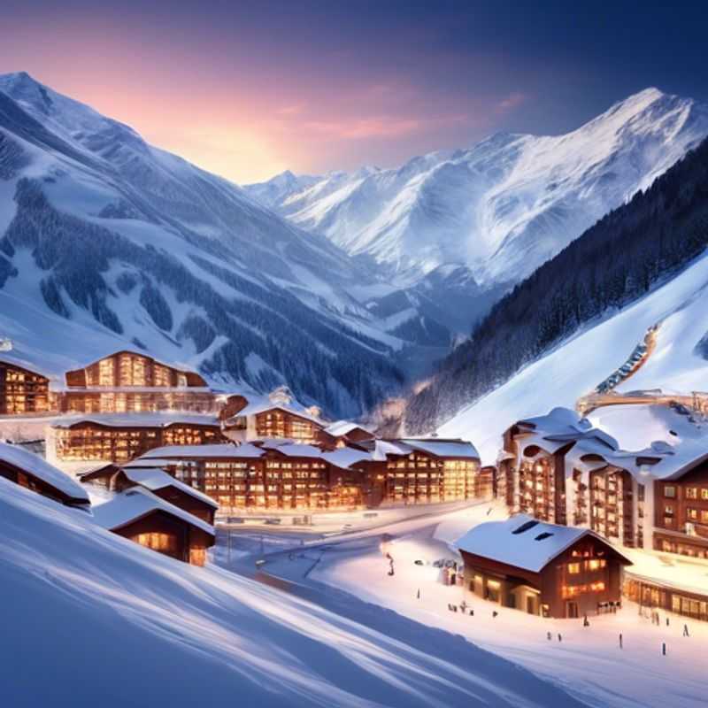 Un groupe de six personnes s'apprêtant à dévaler les pistes enneigées d'Obergurgl, en Autriche, lors d'une escapade de ski de 24 heures pendant la saison hivernale.