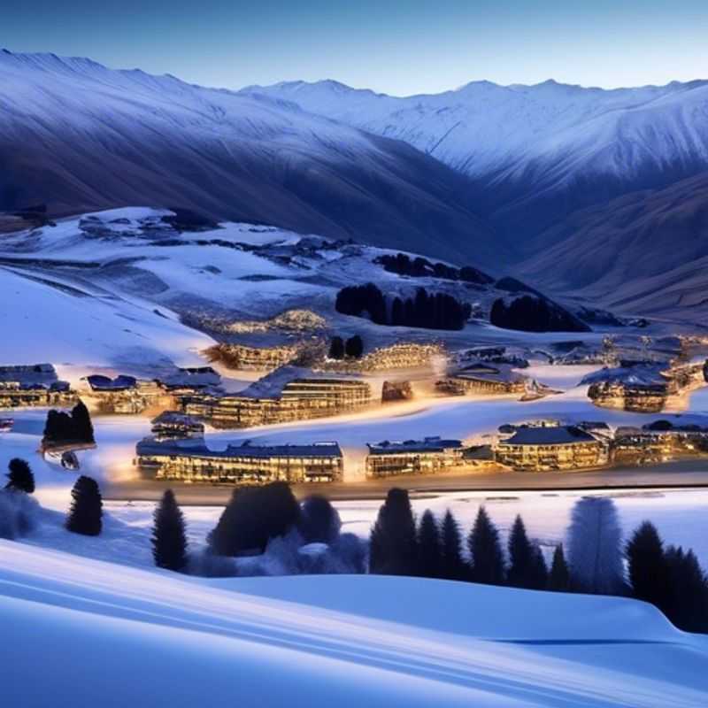 Esquíadores disfrutando del paisaje nevado en Cardrona Alpine Resort, Nueva Zelanda.