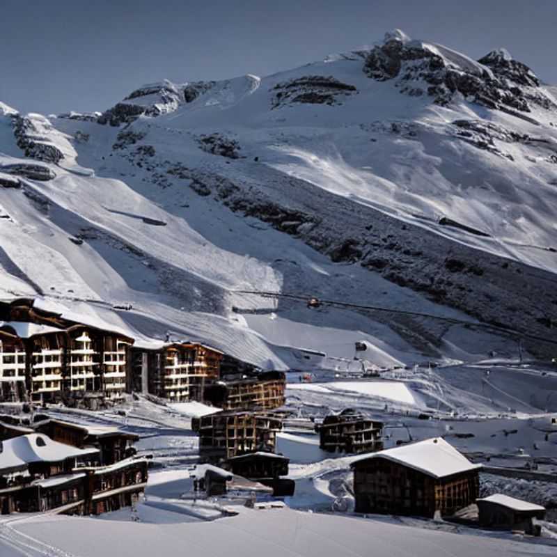 Here are a few options for alt text in Portuguese for an image of Tignes, France during spring break, each with a slightly different emphasis: