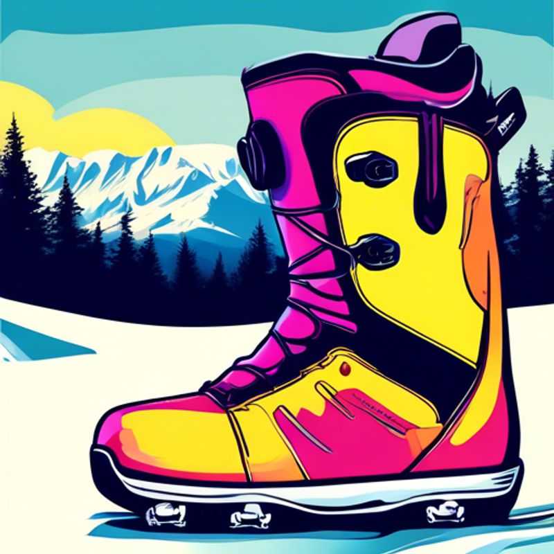 Close-up of a pair of brand new snowboard boots, showcasing the sleek design and high-performance features that make them perfect for hitting the slopes.