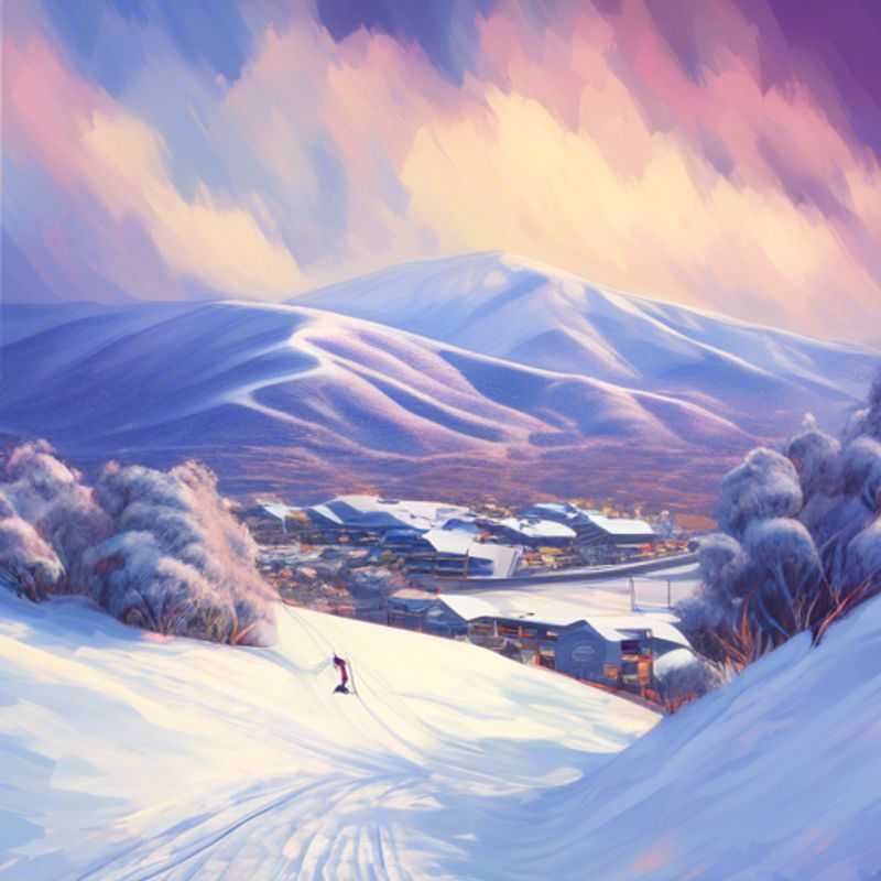 A solo traveler carving through fresh powder on the slopes of Mt. Hotham, Australia, capturing the thrill of a last-minute skiing vacation during peak ski season.
