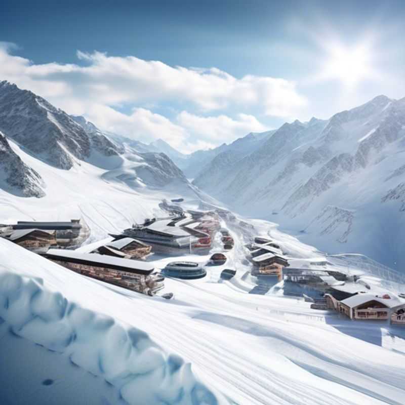 Família se divertindo nas pistas de esqui em Sölden, Áustria, durante suas férias de uma semana na temporada de esqui, com crianças felizes explorando a neve.