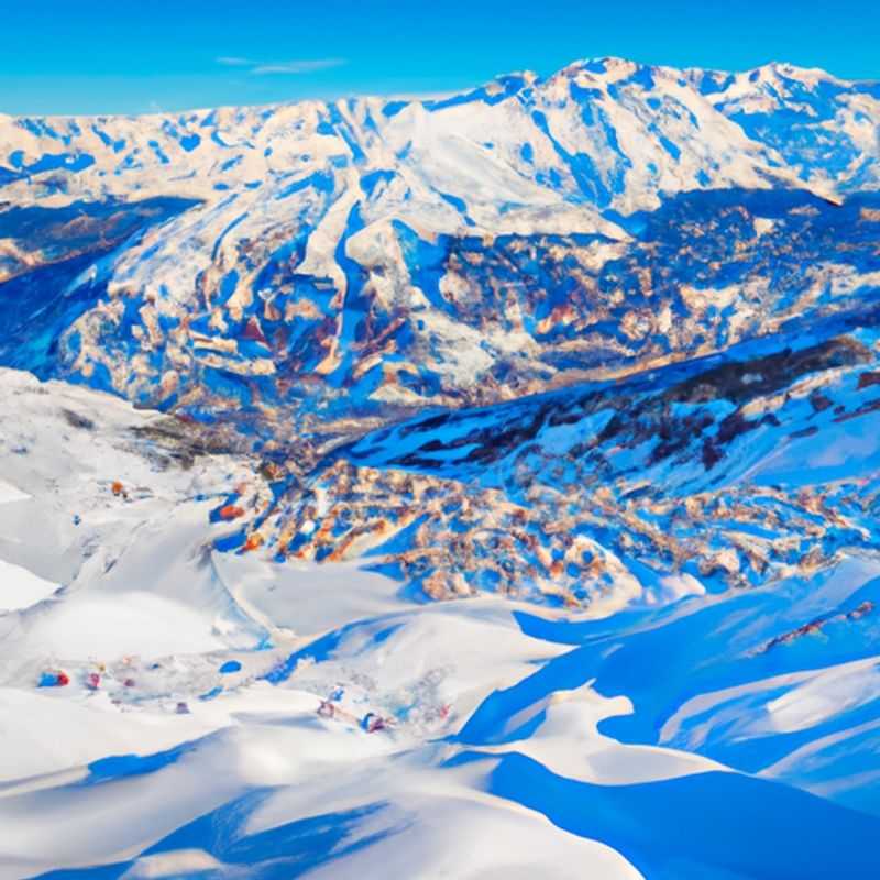Four skiers glide down the pristine slopes of La Plagne, France, surrounded by majestic snow-capped peaks and vibrant blue skies, embarking on an exhilarating 4-day ski adventure.